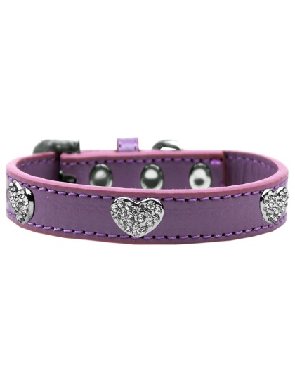 Crystal Heart Dog Collar Lavender Size 10