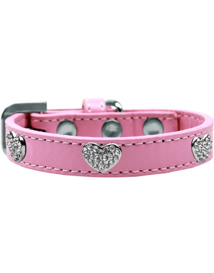 Crystal Heart Dog Collar Light Pink Size 10