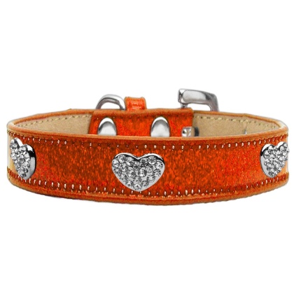 Crystal Heart Dog Collar Orange Ice Cream Size 10