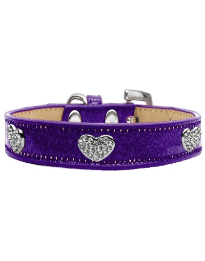 Crystal Heart Dog Collar Purple Ice Cream Size 10