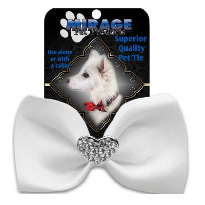 Crystal Heart Widget Pet Bowtie White