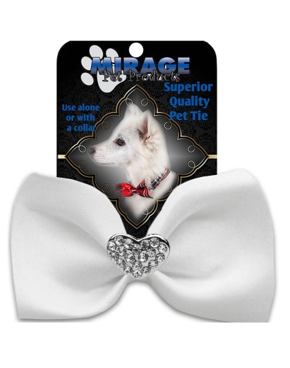 Crystal Heart Widget Pet Bowtie White