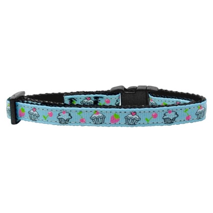 Cupcakes Nylon Ribbon Collar Baby Blue Cat Safety