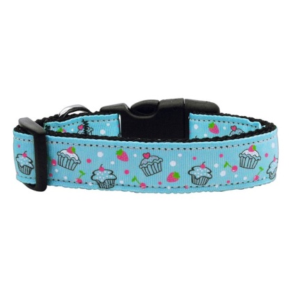 Cupcakes Nylon Ribbon Collar Baby Blue Large