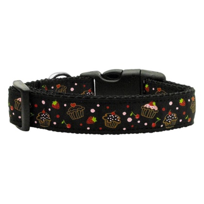 Cupcakes Nylon Ribbon Collar Black Large