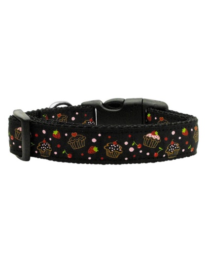 Cupcakes Nylon Ribbon Collar Black Large