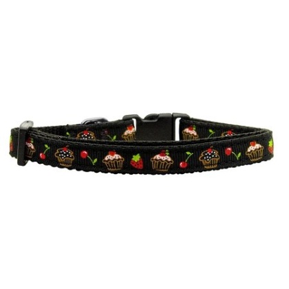 Cupcakes Nylon Ribbon Collar Black Small