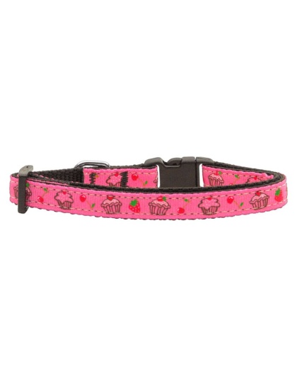 Cupcakes Nylon Ribbon Collar Bright Pink Small