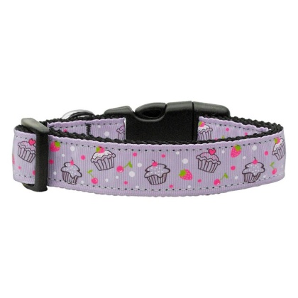 Cupcakes Nylon Ribbon Collar Purple Large