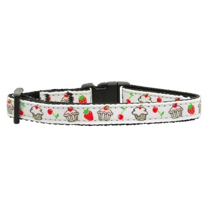 Cupcakes Nylon Ribbon Collar White Cat Safety