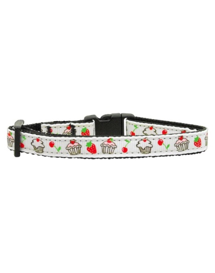 Cupcakes Nylon Ribbon Collar White Cat Safety