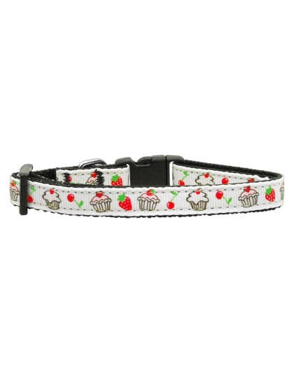 Cupcakes Nylon Ribbon Collar White Small