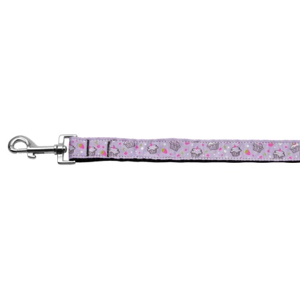 Cupcakes Nylon Ribbon Leash Purple 1 inch wide 4ft Long