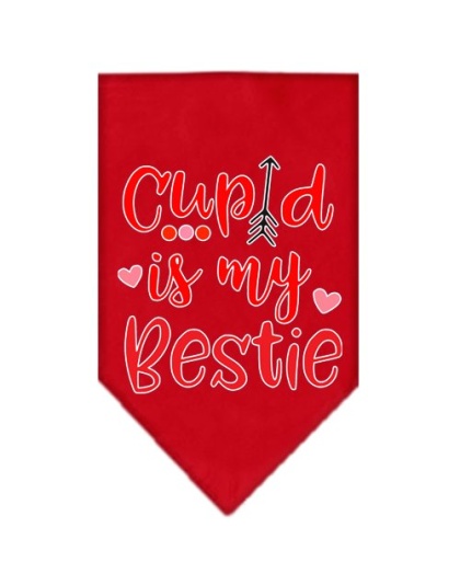 Cupid is my Bestie Screen Print Bandana Red Large