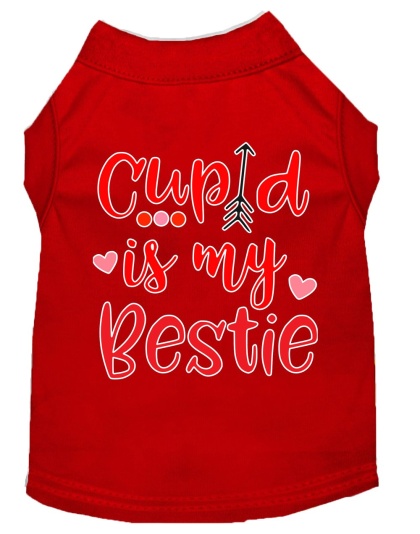 Cupid is my Bestie Screen Print Dog Shirt Red Lg