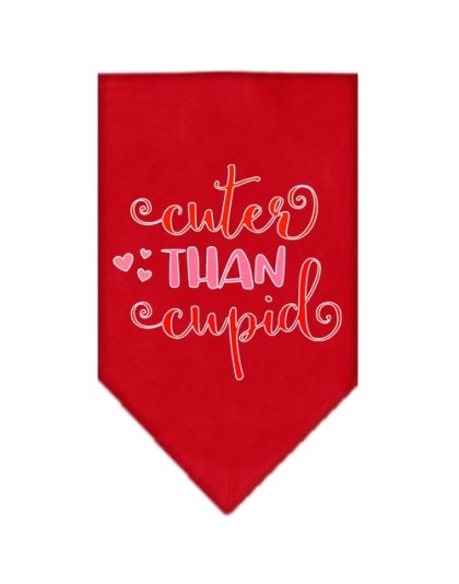 Cuter Than Cupid Screen Print Bandana Red Large