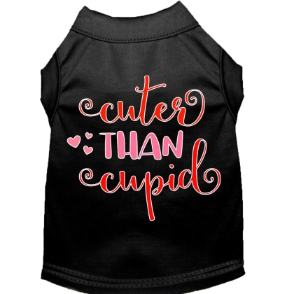 Cuter Than Cupid Screen Print Dog Shirt Black Lg