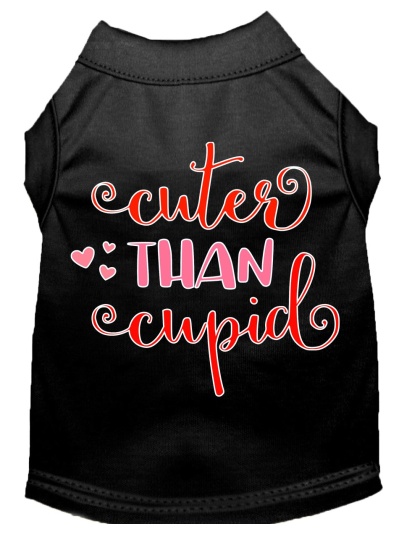 Cuter Than Cupid Screen Print Dog Shirt Black Lg