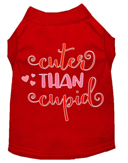 Cuter Than Cupid Screen Print Dog Shirt Red Lg