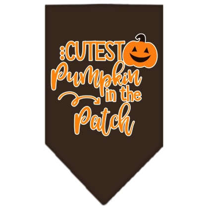 Cutest Pumpkin in the Patch Screen Print Bandana Cocoa Large