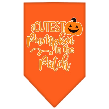 Cutest Pumpkin in the Patch Screen Print Bandana Orange Large