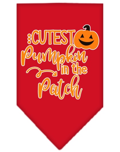 Cutest Pumpkin in the Patch Screen Print Bandana Red Large