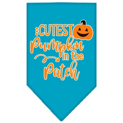 Cutest Pumpkin in the Patch Screen Print Bandana Turquoise Large