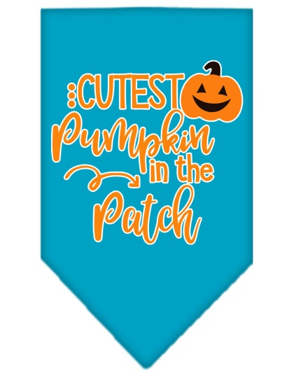 Cutest Pumpkin in the Patch Screen Print Bandana Turquoise Large