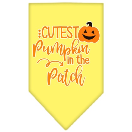 Cutest Pumpkin in the Patch Screen Print Bandana Yellow Large