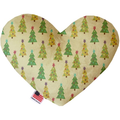 Cutesy Christmas Trees 6 Inch Canvas Heart Dog Toy