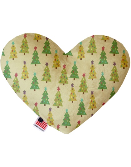 Cutesy Christmas Trees 6 Inch Canvas Heart Dog Toy