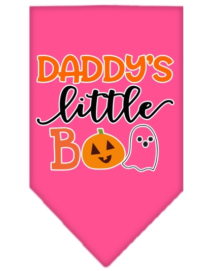 Daddy's Little Boo Screen Print Bandana Bright Pink Large