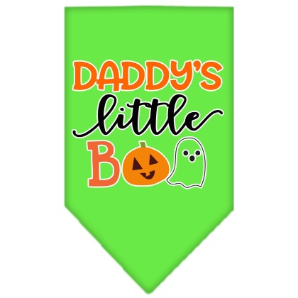 Daddy's Little Boo Screen Print Bandana Lime Green Large