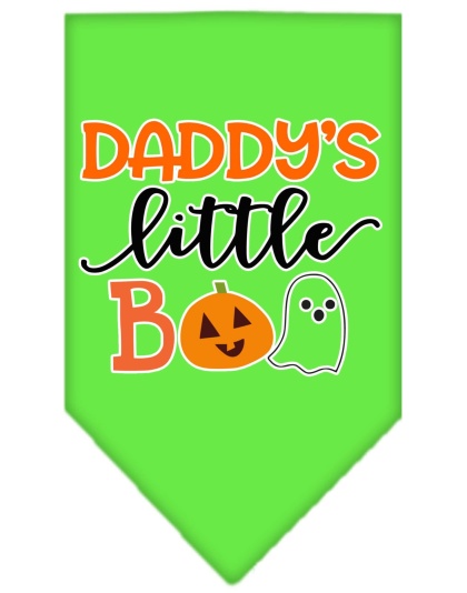 Daddy's Little Boo Screen Print Bandana Lime Green Large