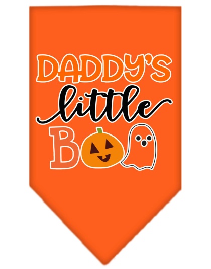 Daddy's Little Boo Screen Print Bandana Orange Large