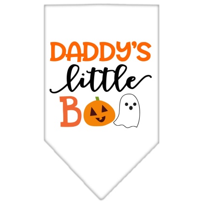 Daddy's Little Boo Screen Print Bandana White Large