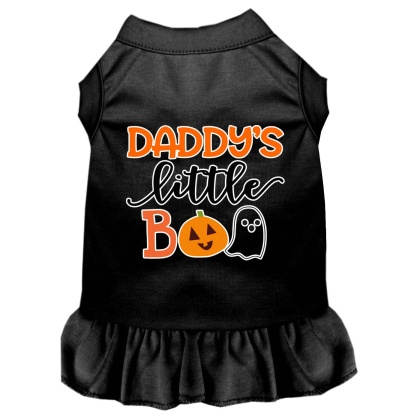 Daddy's Little Boo Screen Print Dog Dress Black 4X