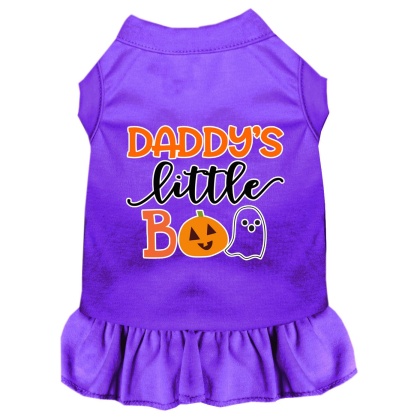 Daddy's Little Boo Screen Print Dog Dress Purple 4X