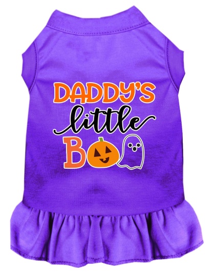 Daddy's Little Boo Screen Print Dog Dress Purple 4X