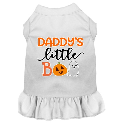 Daddy's Little Boo Screen Print Dog Dress White 4X