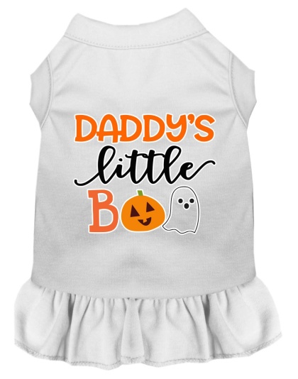 Daddy's Little Boo Screen Print Dog Dress White 4X