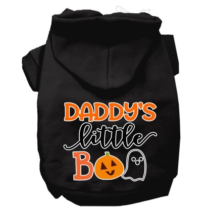 Daddy's Little Boo Screen Print Dog Hoodie Black L