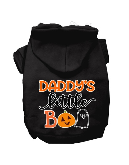 Daddy's Little Boo Screen Print Dog Hoodie Black L