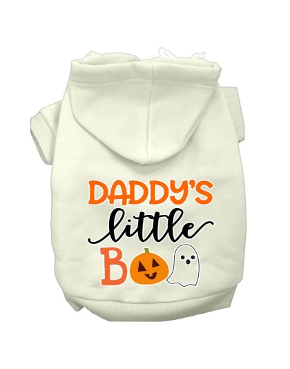 Daddy's Little Boo Screen Print Dog Hoodie Cream L