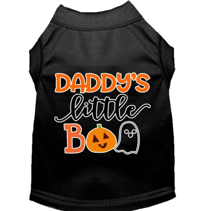 Daddy's Little Boo Screen Print Dog Shirt Black Lg