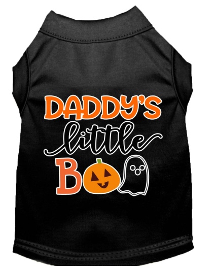 Daddy's Little Boo Screen Print Dog Shirt Black Lg