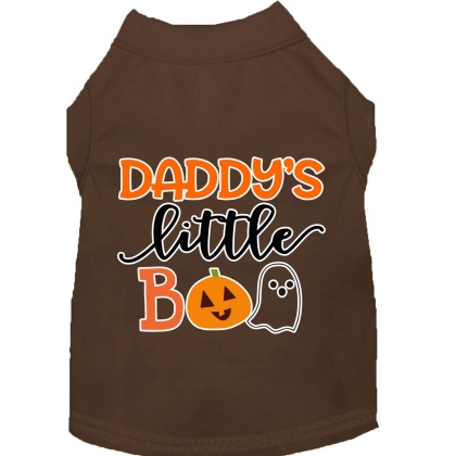 Daddy's Little Boo Screen Print Dog Shirt Brown Lg