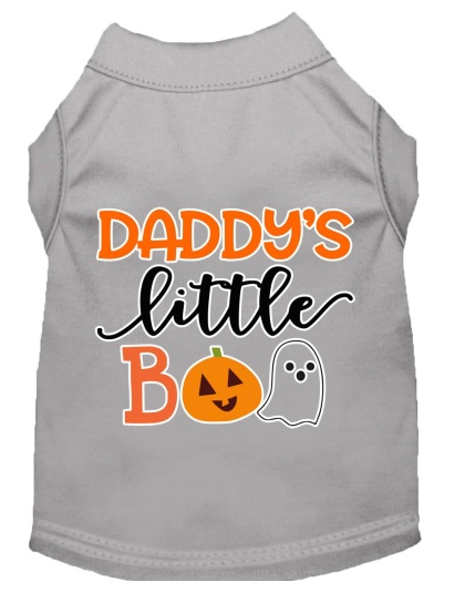 Daddy's Little Boo Screen Print Dog Shirt Grey Lg