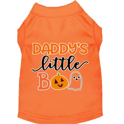 Daddy's Little Boo Screen Print Dog Shirt Orange Lg