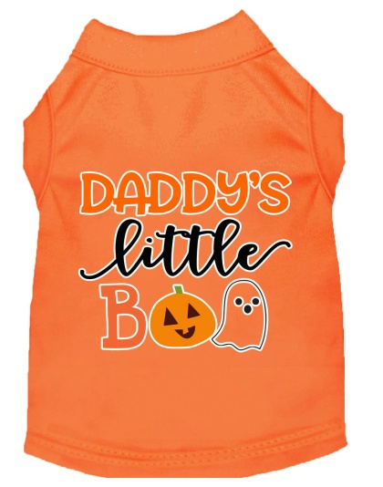 Daddy's Little Boo Screen Print Dog Shirt Orange Lg